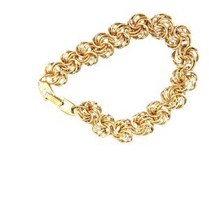 Vintage Signed Napier Triple Ring Gold Tone Heavy Bracelet With Safety Clasp